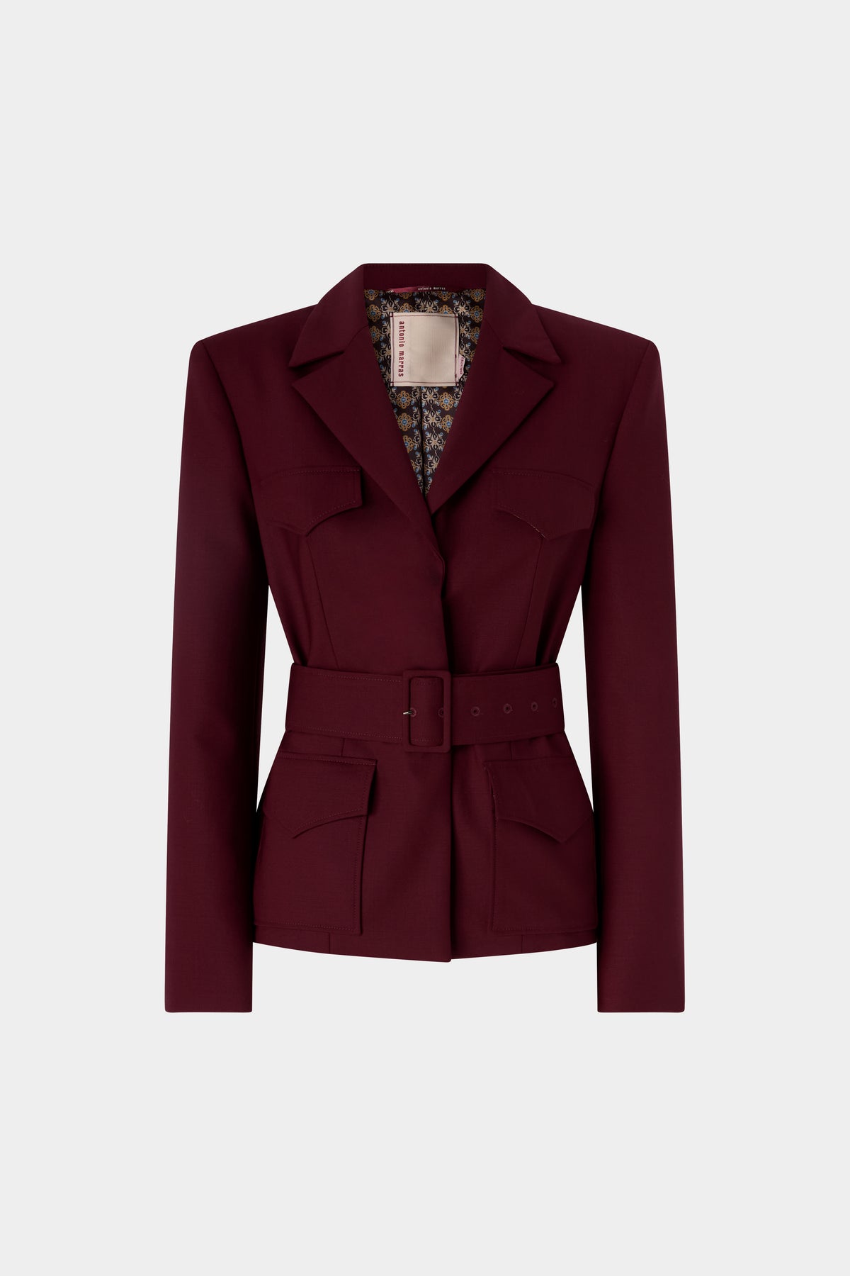 Blazer in Lana Bordeaux con Cintura - immagini errate