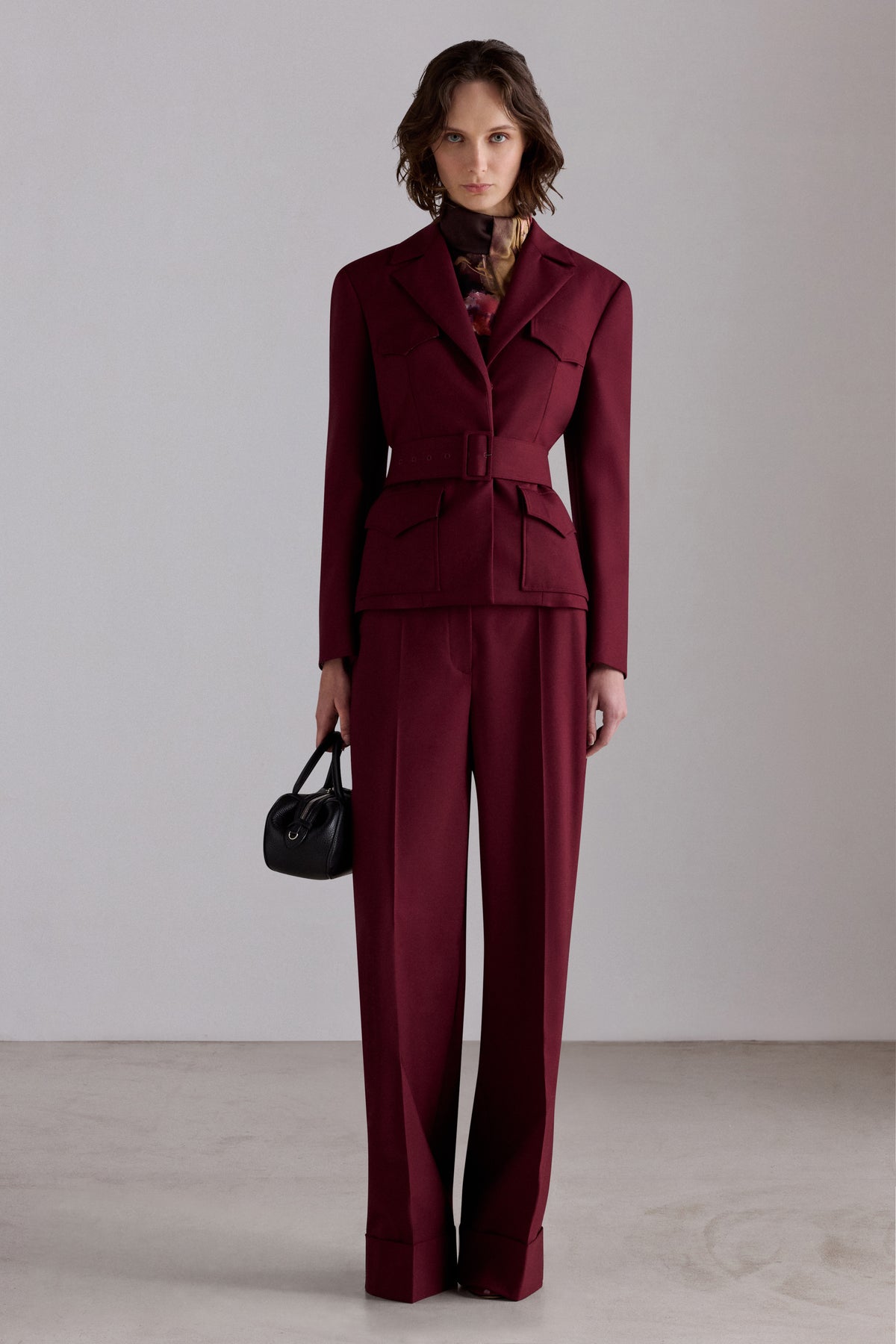 Blazer in Lana Bordeaux con Cintura - immagini errate