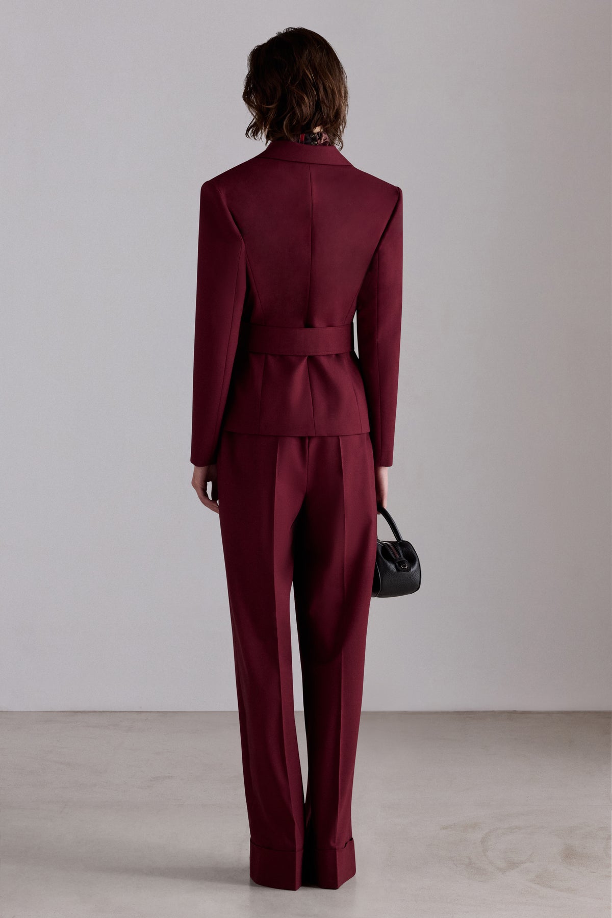 Blazer in Lana Bordeaux con Cintura - immagini errate