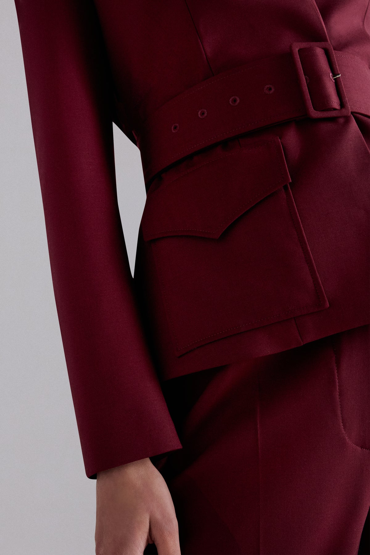 Blazer in Lana Bordeaux con Cintura - immagini errate