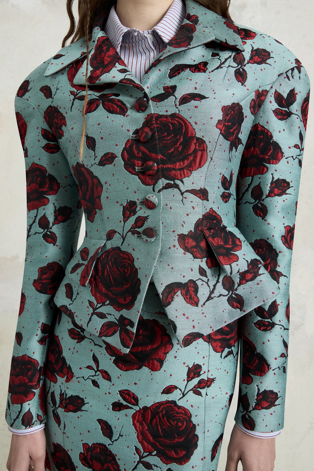 Embossed Rose Structured Jacket