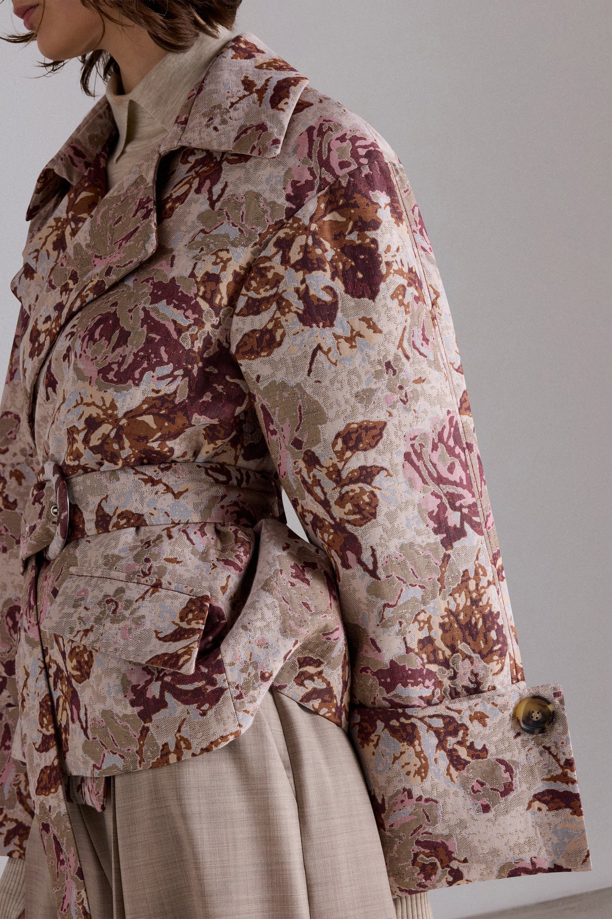 Trench Corto in Jacquard a Rose