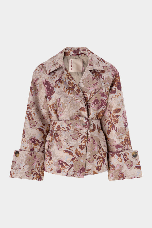 Rose Jacquard Cropped Trench