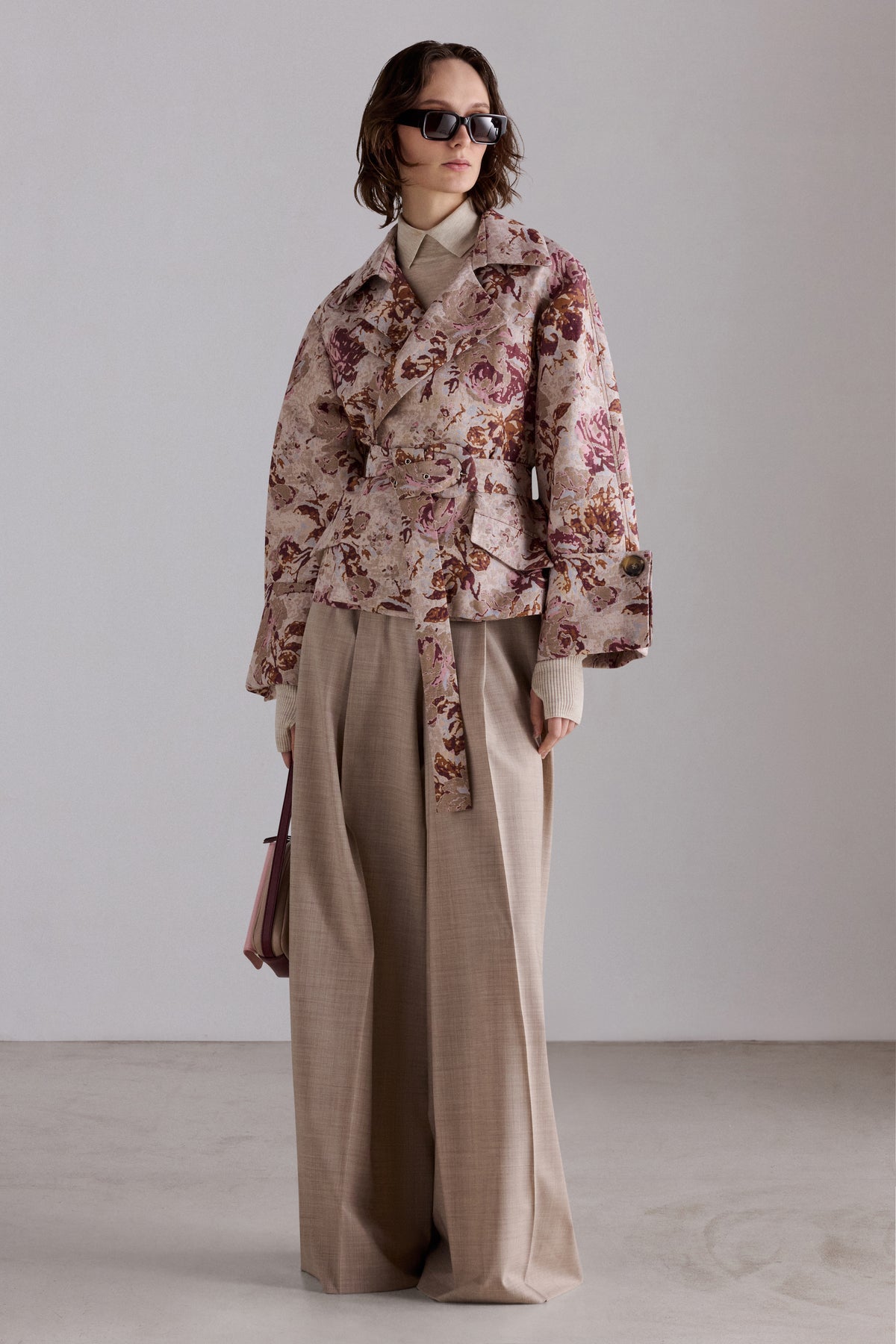 Trench Corto in Jacquard a Rose