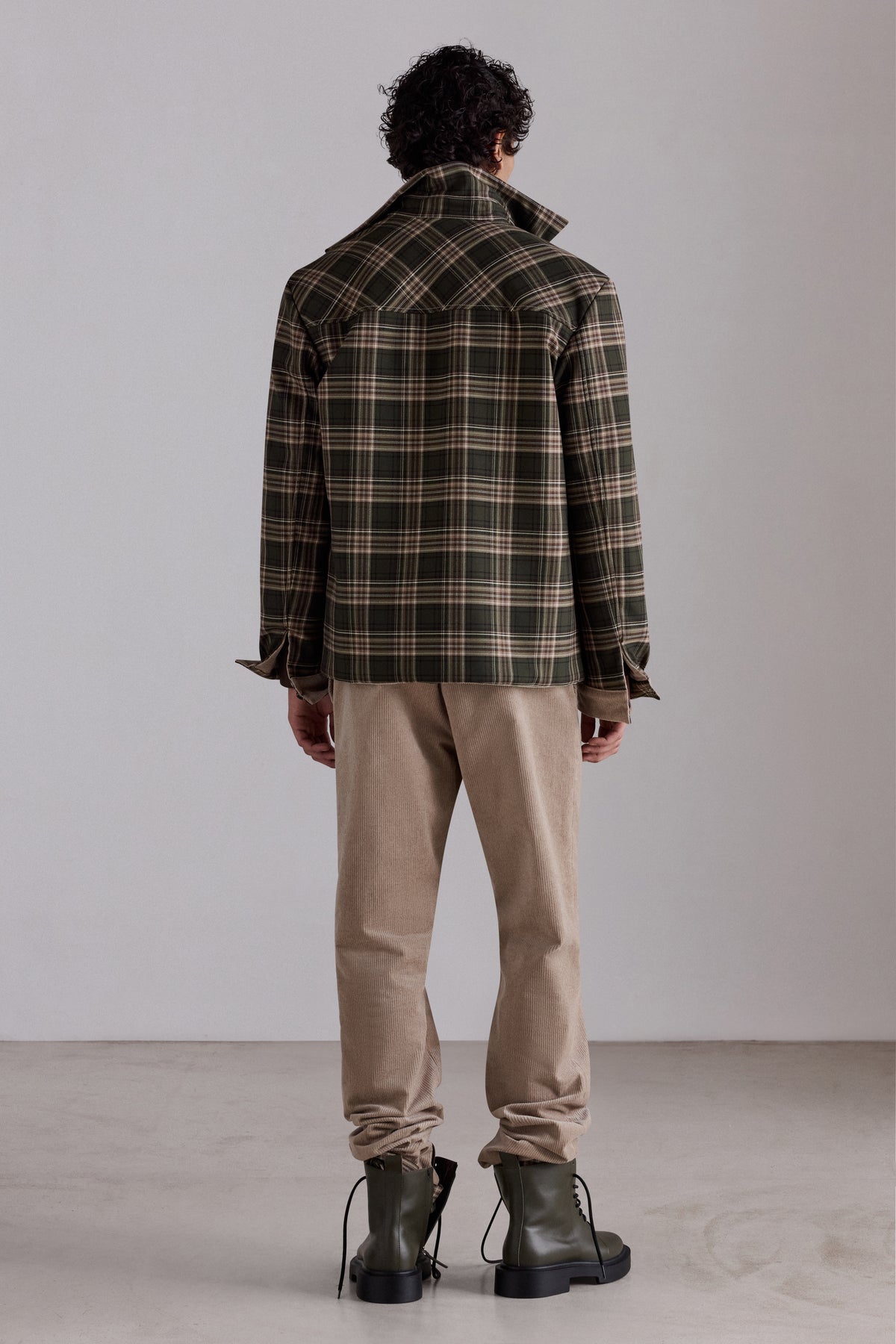 Giacca Reversibile in Velluto a Coste e Tartan