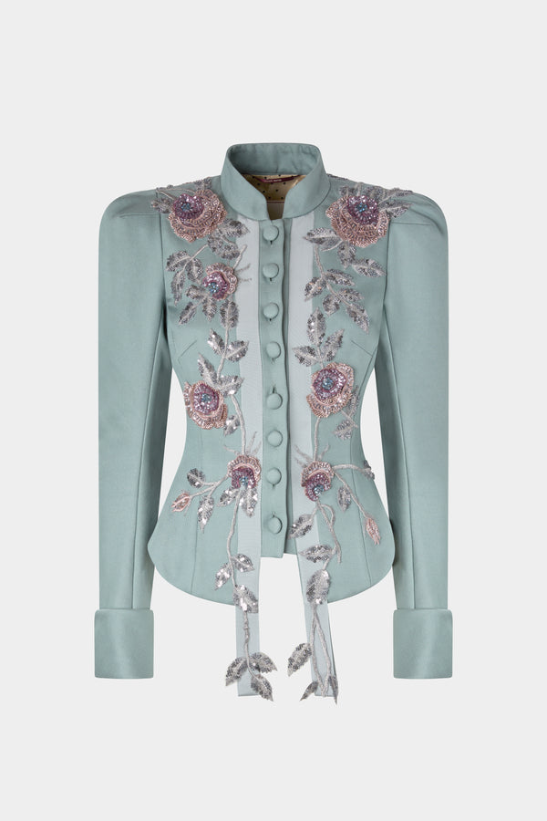 Bar Jacket with Rose Embroidery