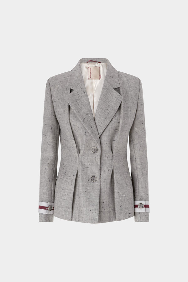 Virgin Wool Buttoned Tweed Jacket