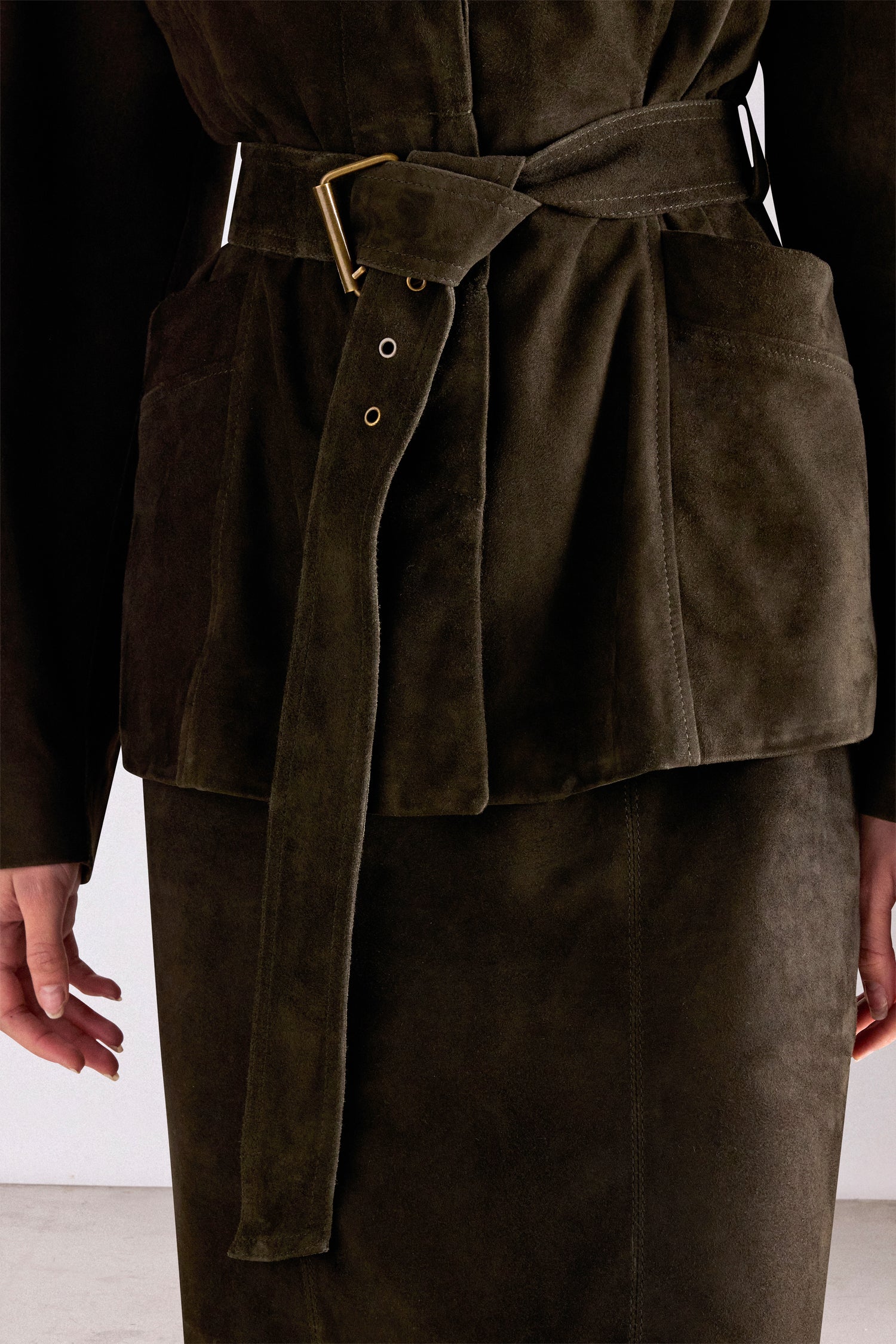 Giacca Sartoriale con Cintura in Camoscio