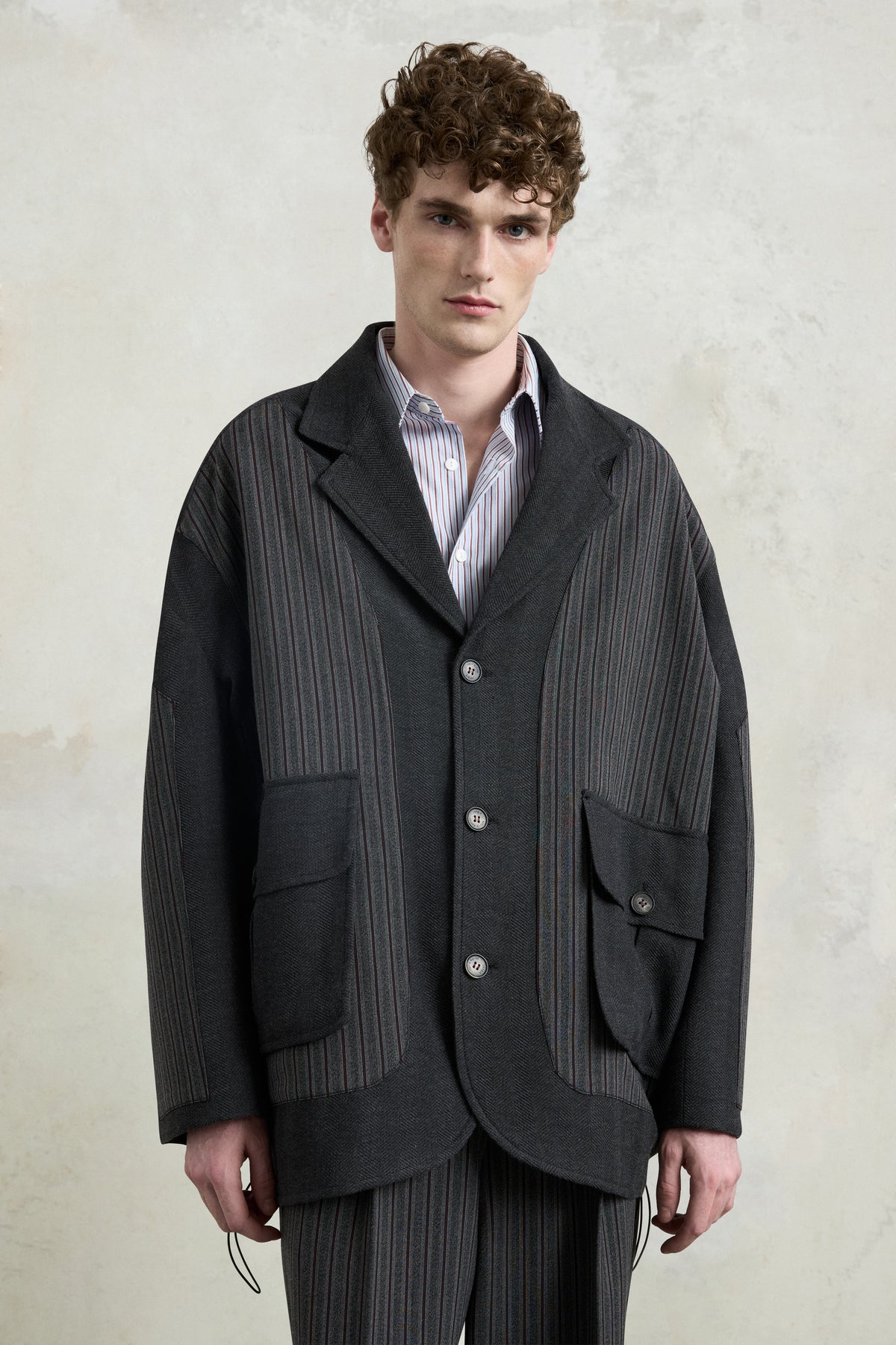 Pinstripe Patch Jacket