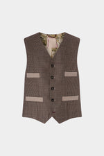 Gilet in Lana Marrone con Motivo Pied de Poule