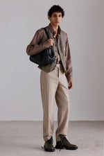 Gilet in Lana Marrone con Motivo Pied de Poule