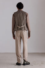 Gilet in Lana Marrone con Motivo Pied de Poule