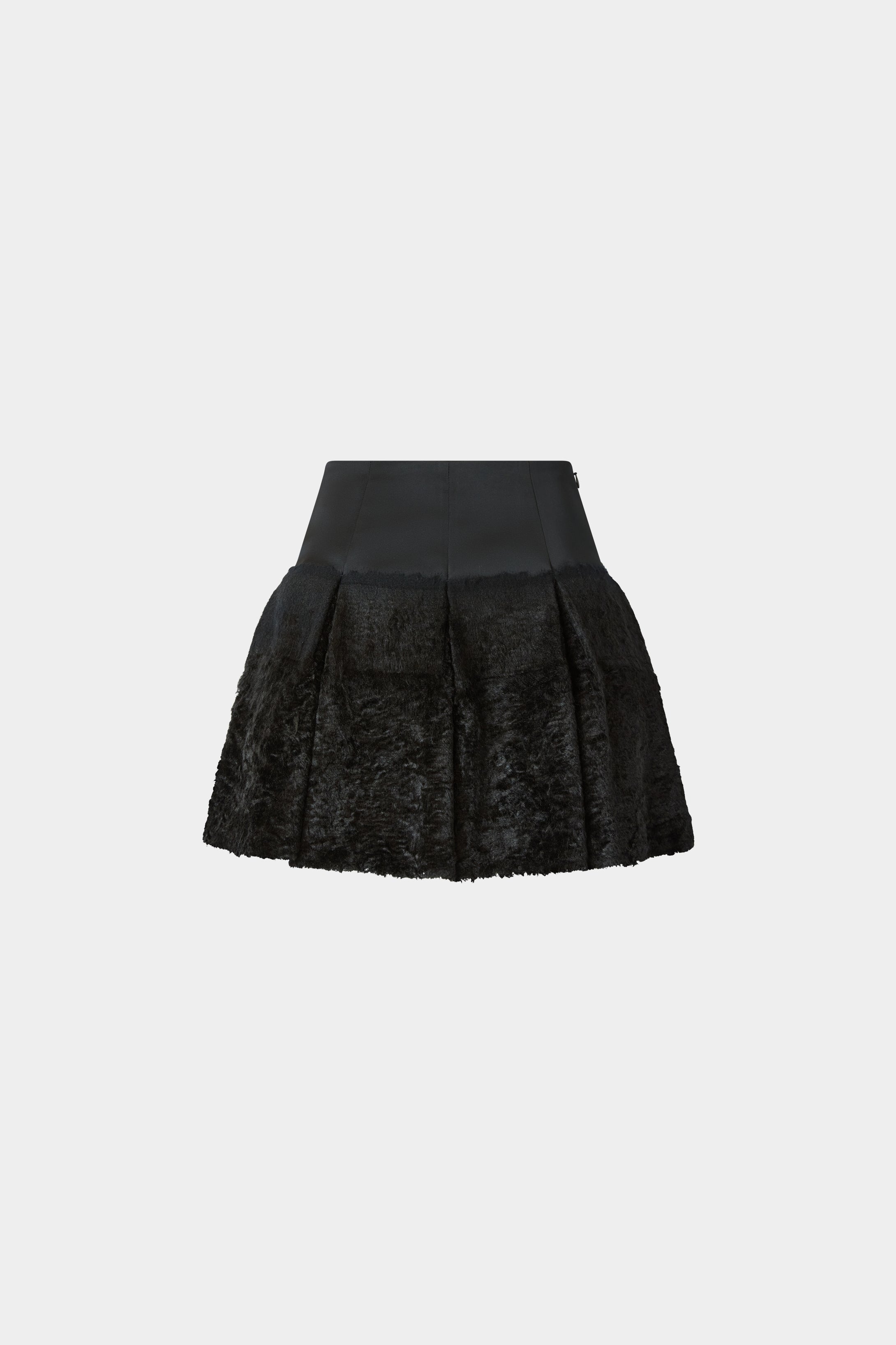 Short Duchesse Skirt With Fur Detail