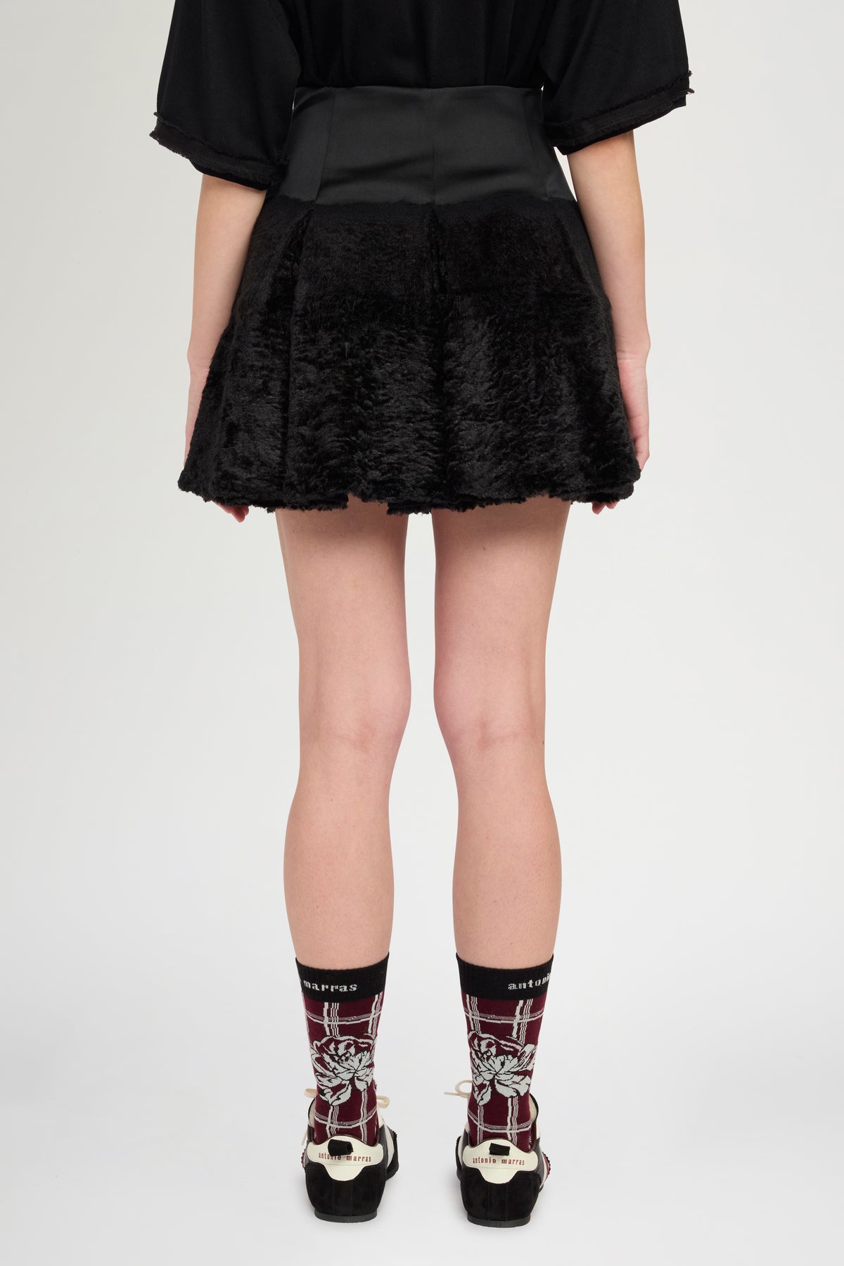 Short Duchesse Skirt With Fur Detail