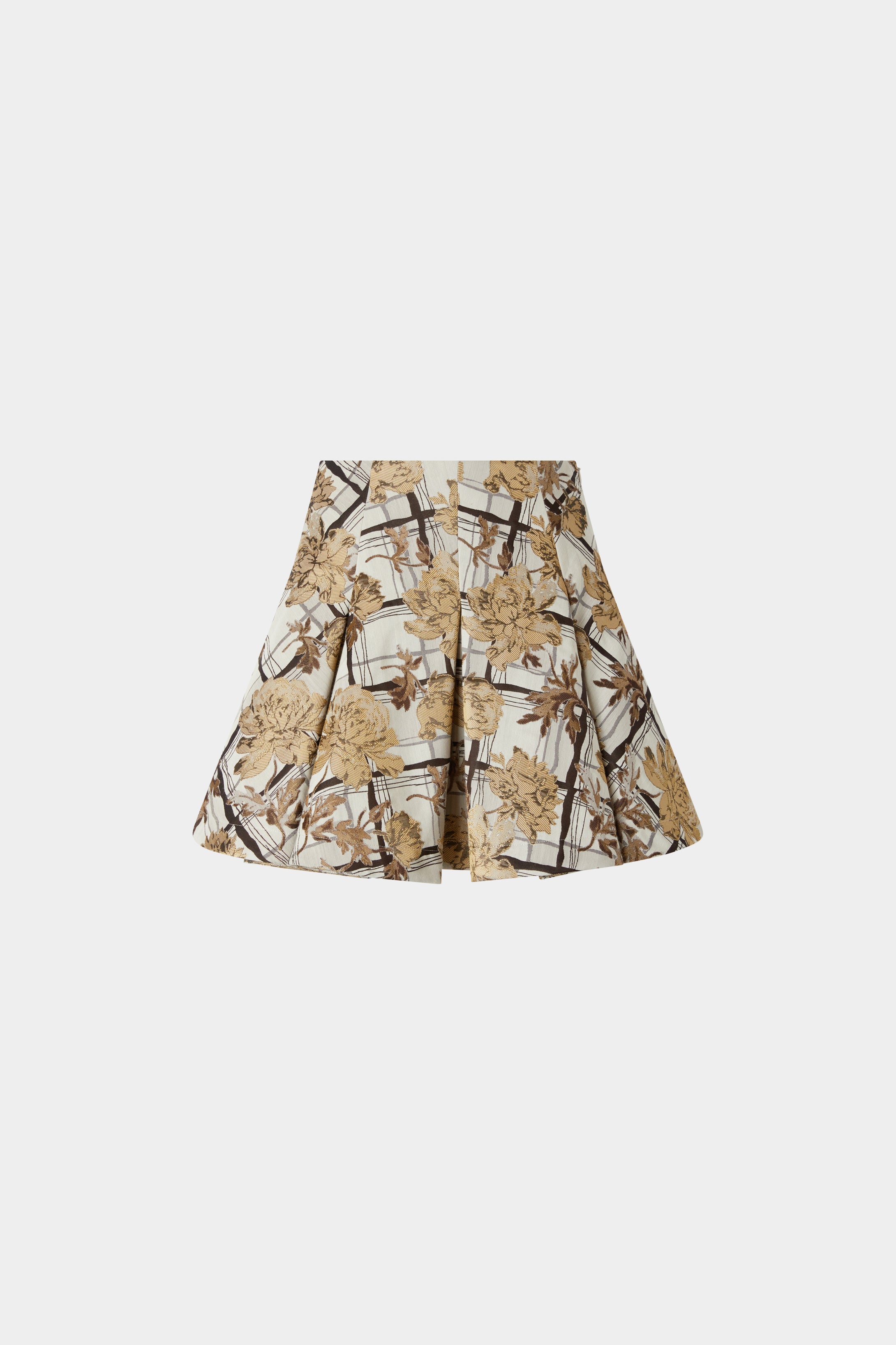 Short Flared Skirt in Floral Brocade