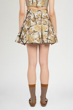 Short Flared Skirt in Floral Brocade