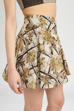 Short Flared Skirt in Floral Brocade