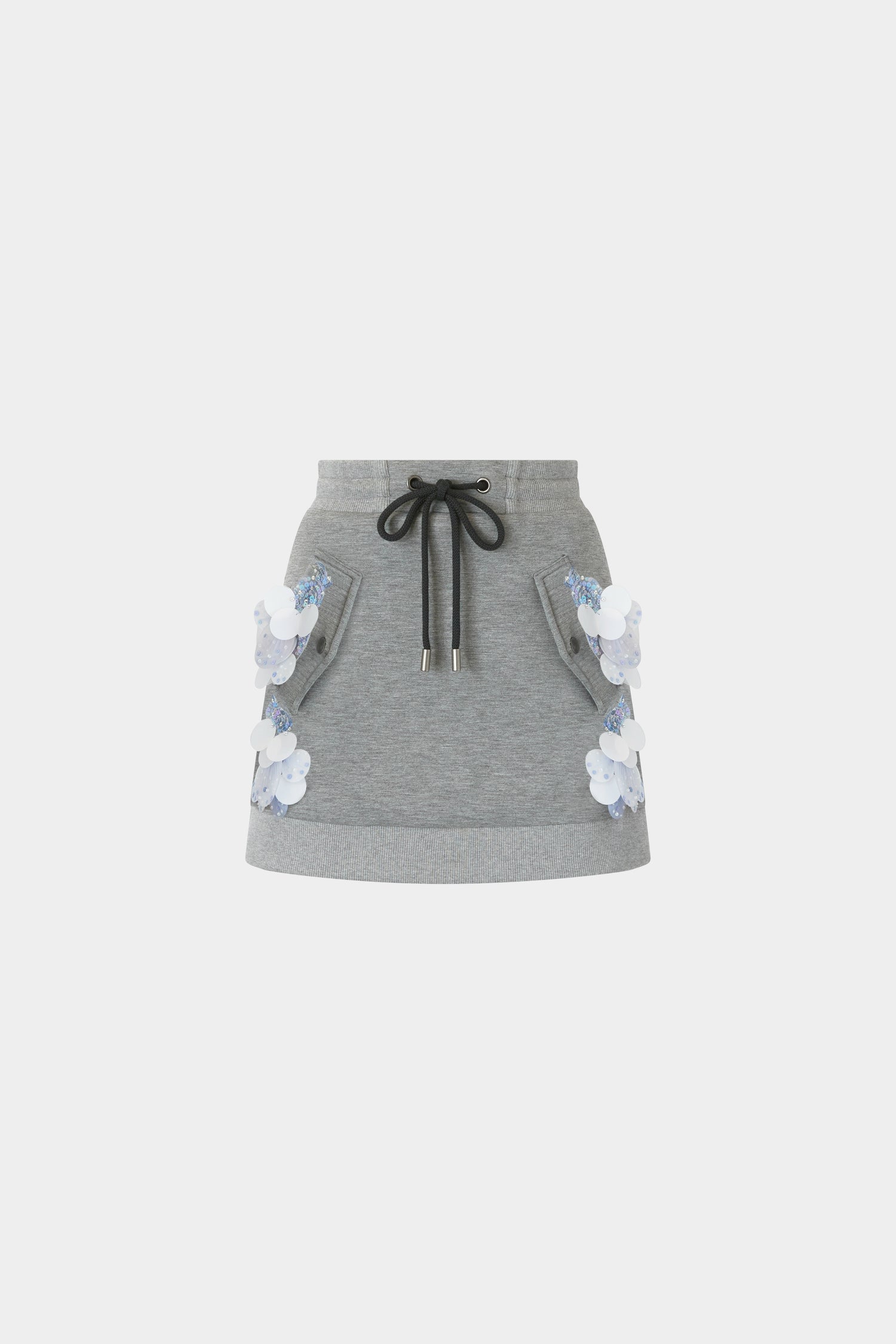 Grey Skirt with Floral Embroidery