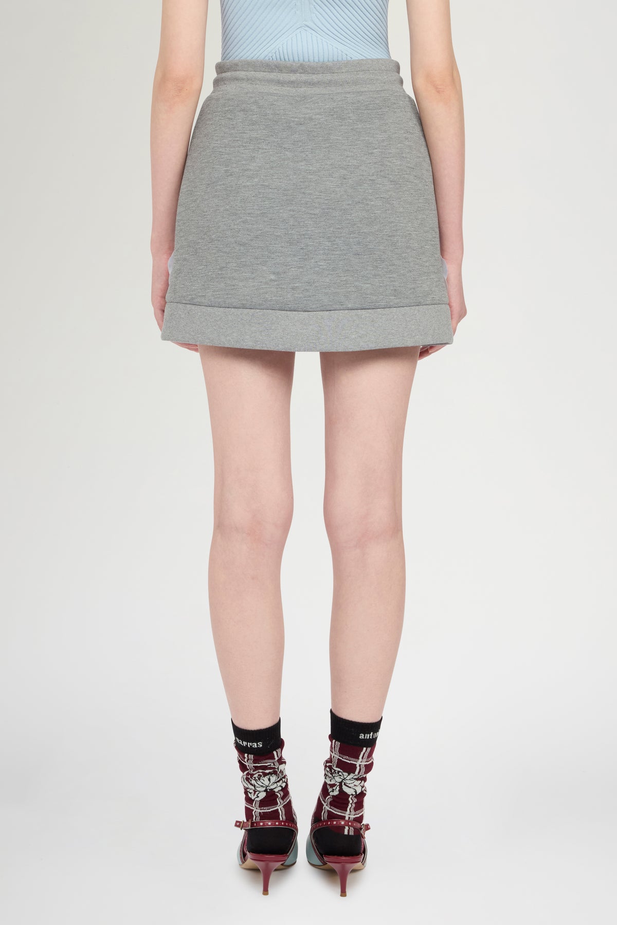 Grey Skirt with Floral Embroidery