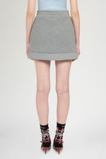 Grey Skirt with Floral Embroidery