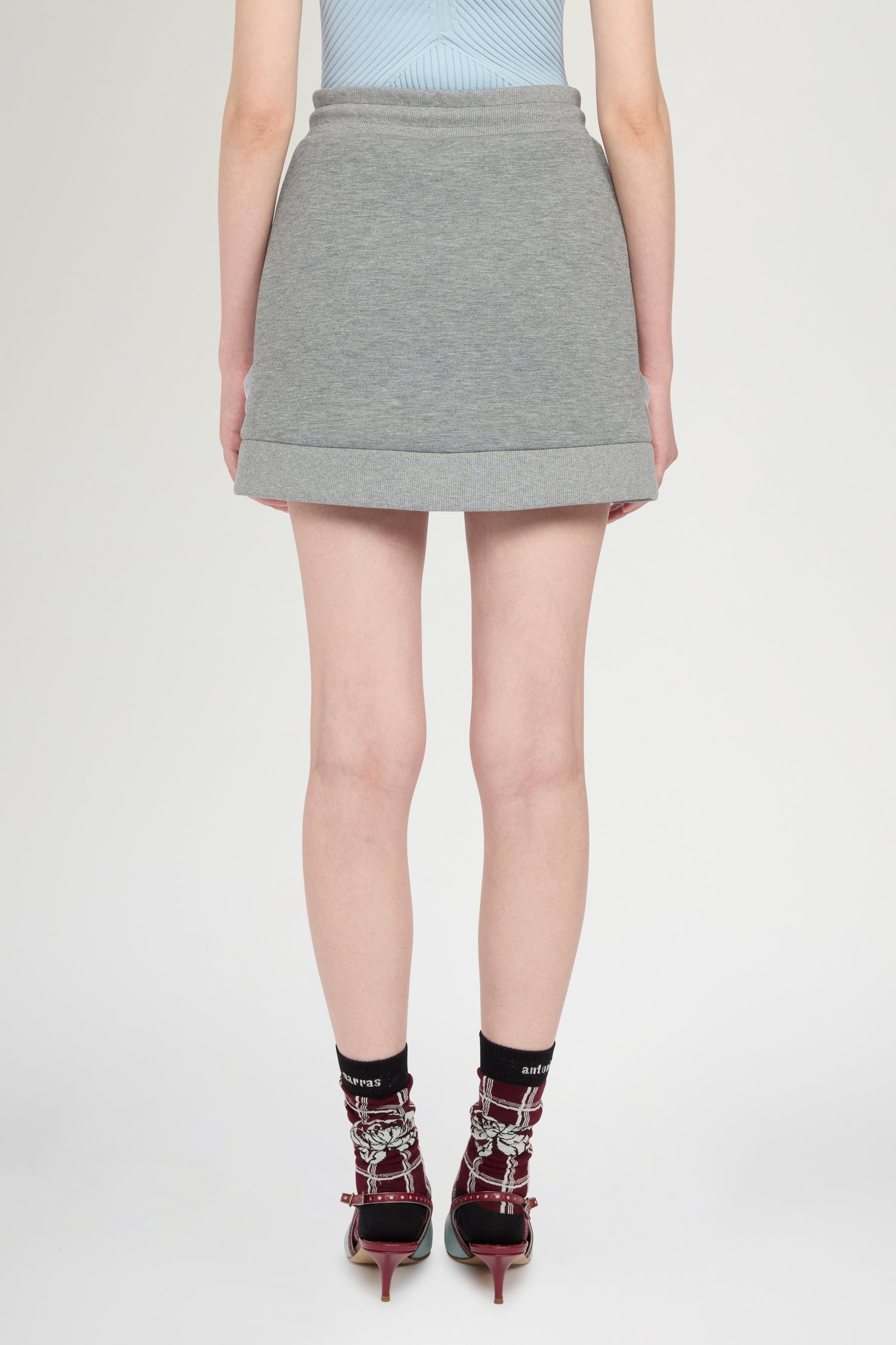 Grey Skirt with Floral Embroidery