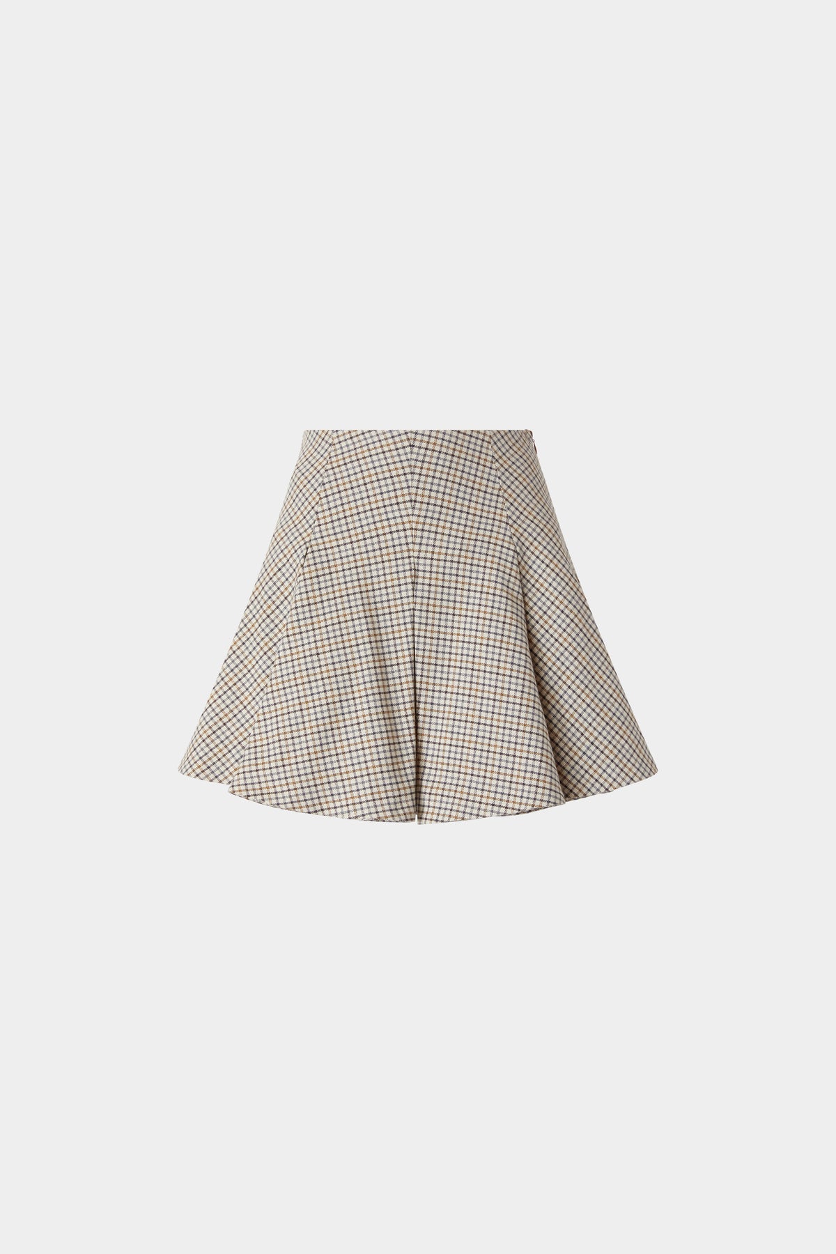 Short Panelled Micro Check Skirt