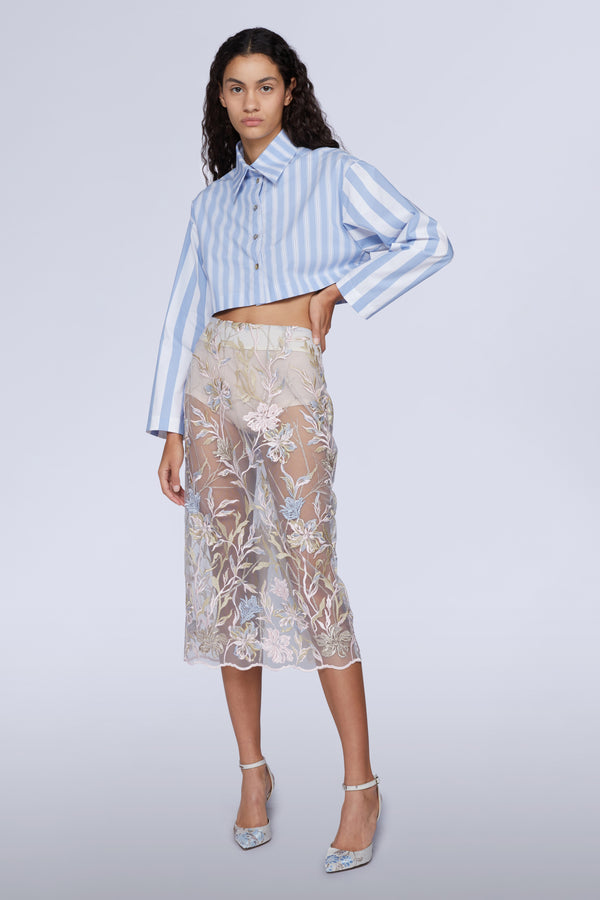 Fitted Lace Midi Skirt