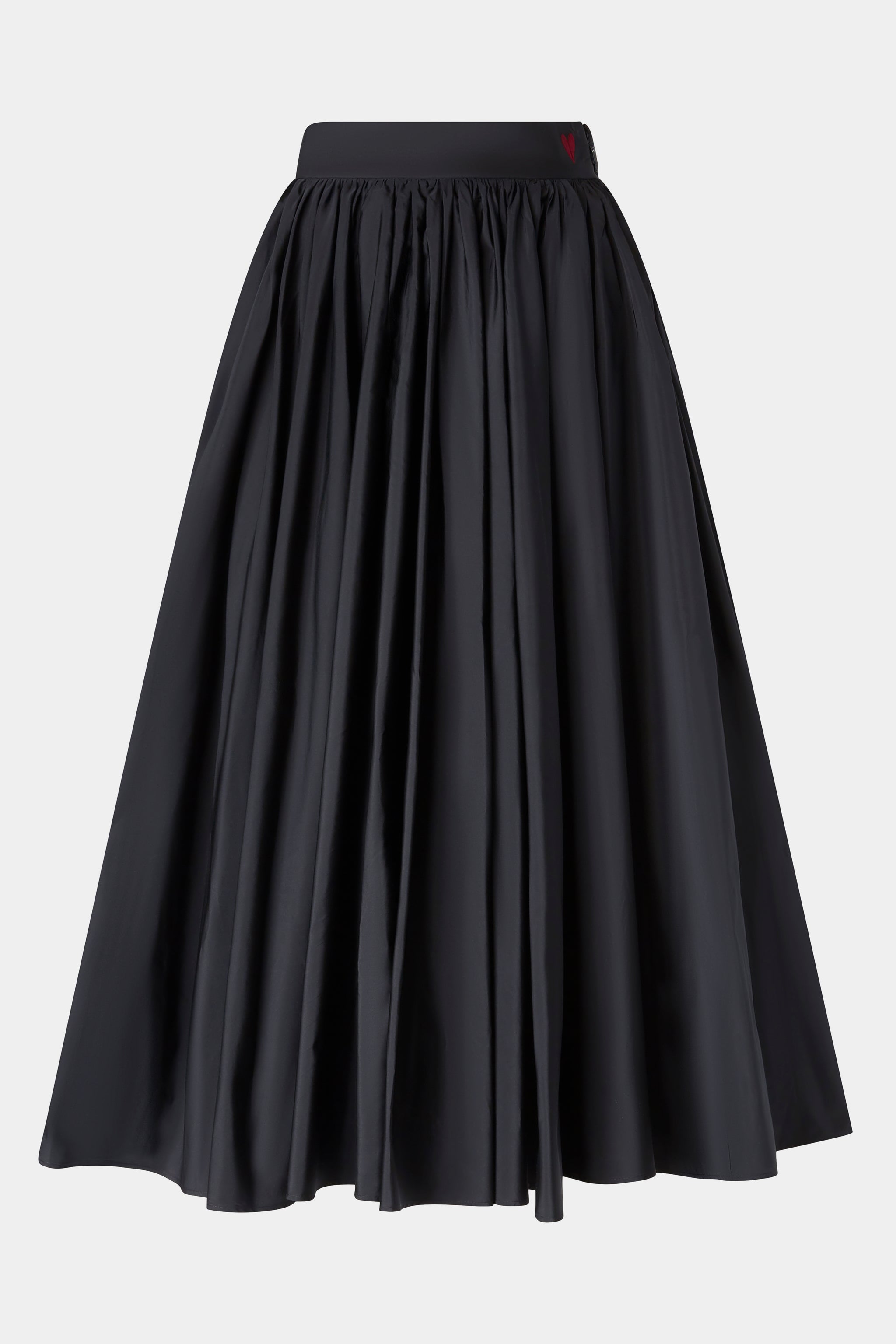 High-waist black midi skirt with pleats made of silk Antonio Marras