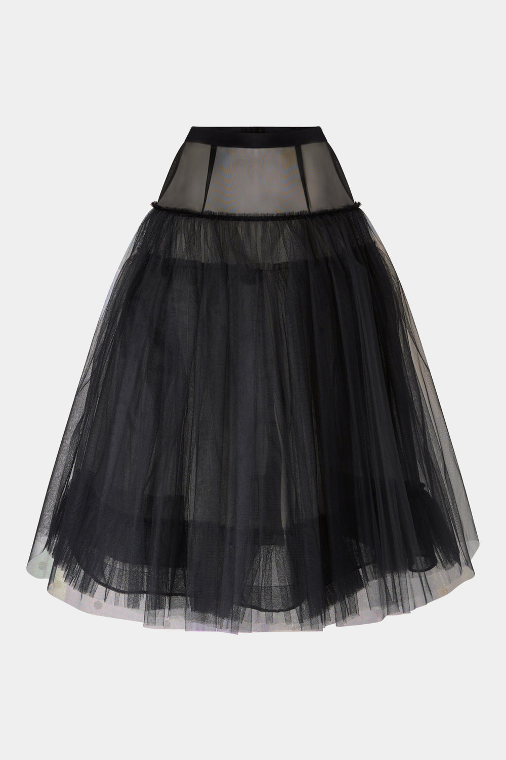 midi dress with tulle underskirt Black Tulle Underskirt with midi length for volume Antonio Marras