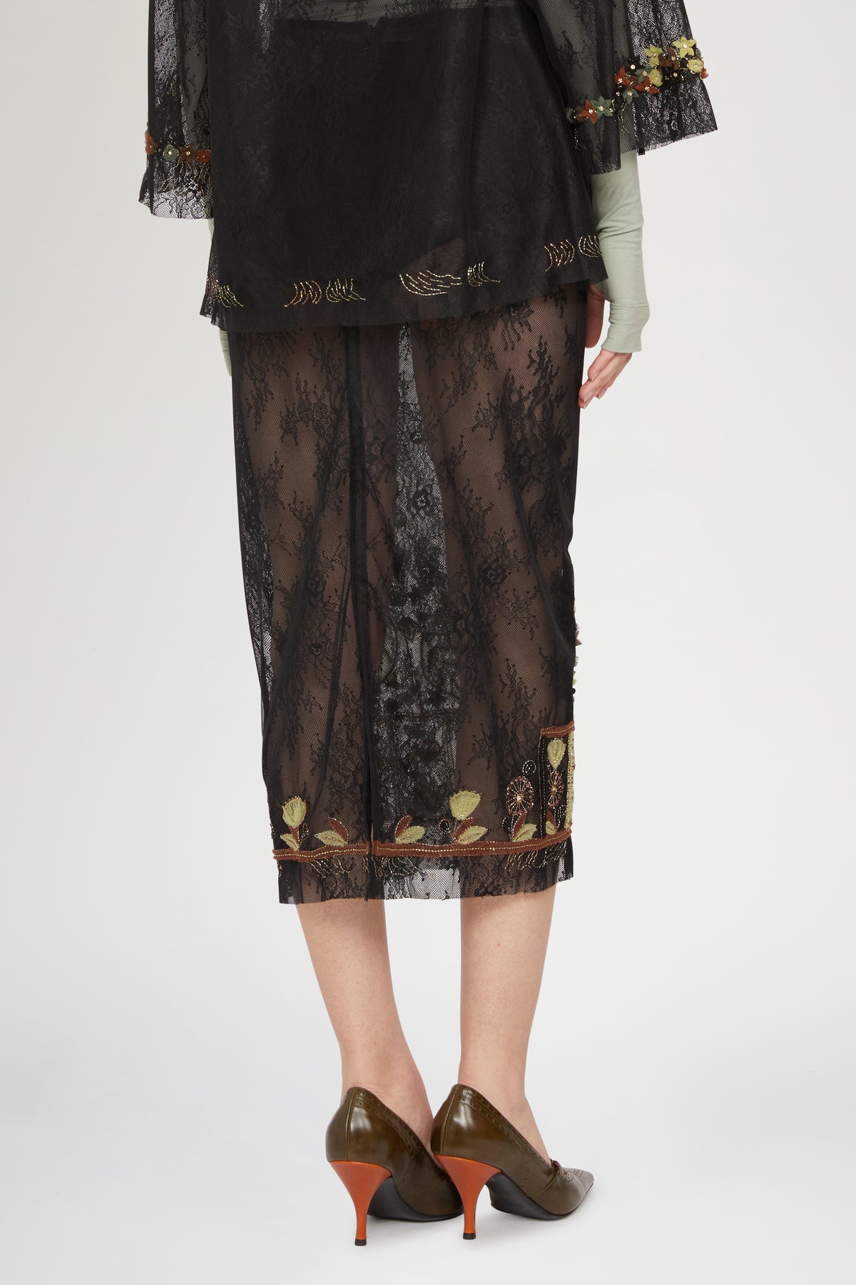 Midi Skirt with Embroidery and Beads