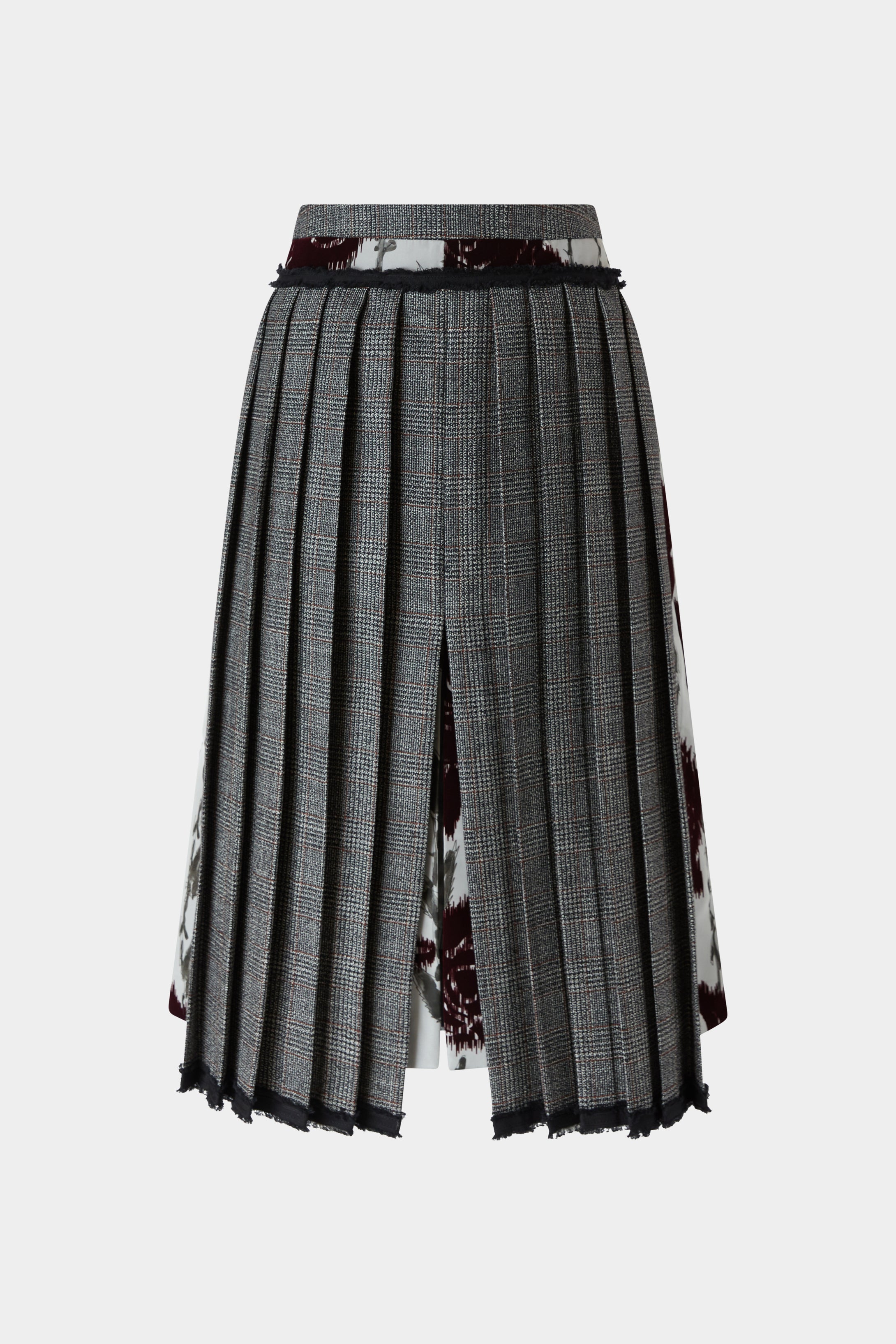 Prince of Wales and Flocked Roses Pleated Skirt