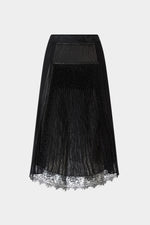 Embellished Pleated Midi Skirt