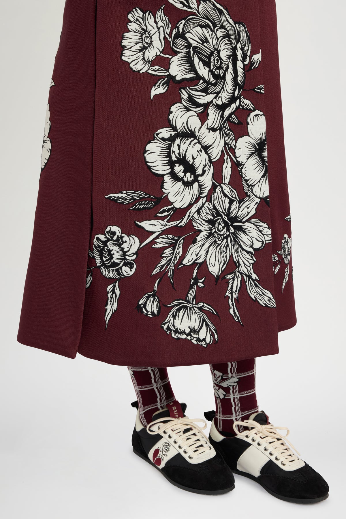Floral Jacquard A-Line Skirt