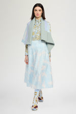 Circle Skirt with Basque Waist and Cloud Print