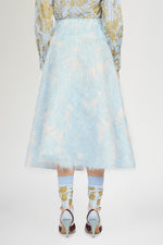 Circle Skirt with Basque Waist and Cloud Print