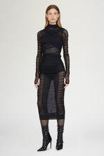 Gonna Midi Aderente in Tulle Nero