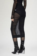 Gonna Midi Aderente in Tulle Nero