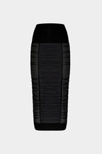 Gonna Midi Aderente in Tulle Nero