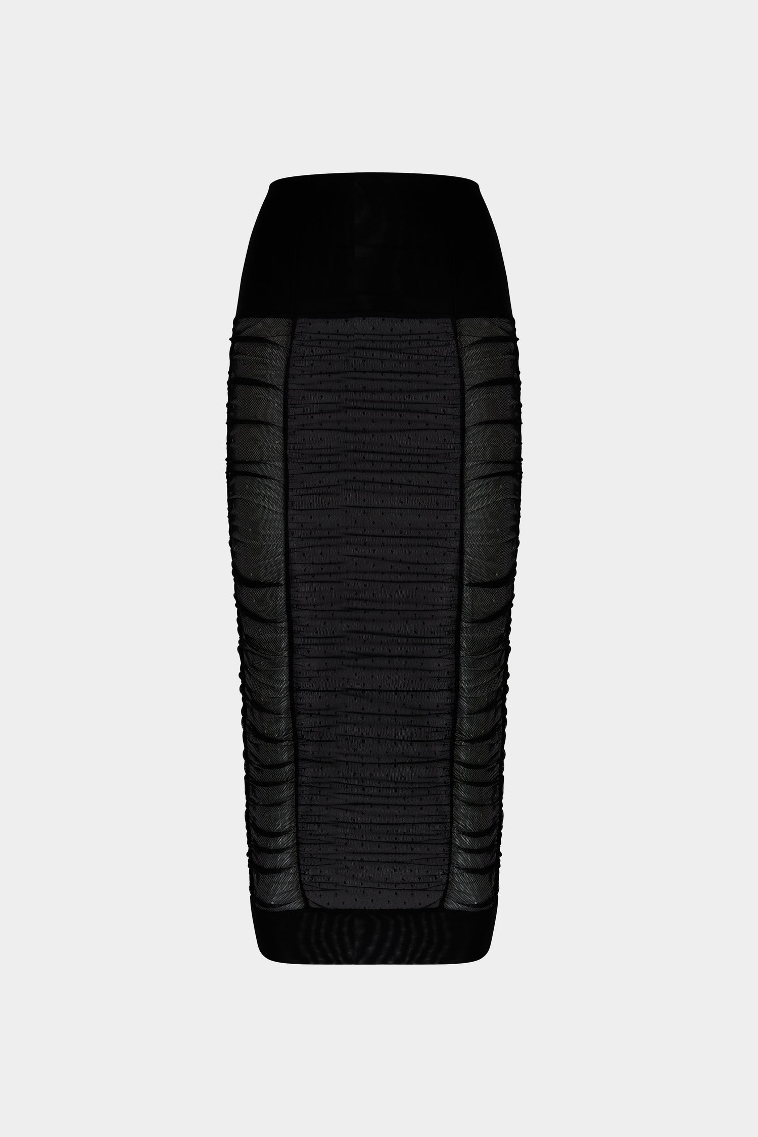 Gonna Midi Aderente in Tulle Nero