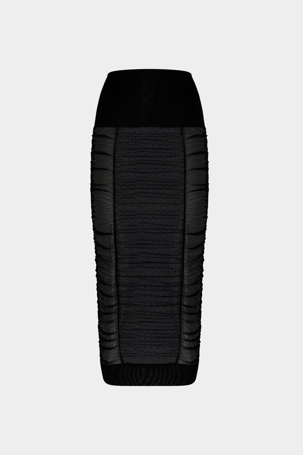 Gonna Midi Aderente in Tulle Nero