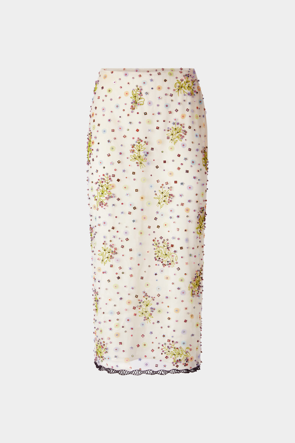 Floral Embroidered Pencil Skirt