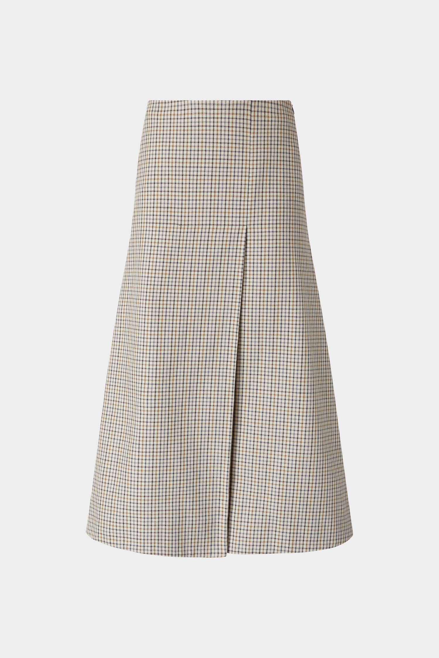 A-Line Skirt in Micro Check and Camel Pinstripe
