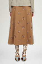 A-Line Skirt in Micro Check and Camel Pinstripe