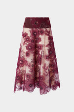 Gonna a Ruota in Tulle Ricamato con Baschina