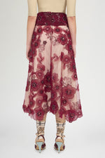 Gonna a Ruota in Tulle Ricamato con Baschina