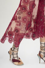 Gonna a Ruota in Tulle Ricamato con Baschina
