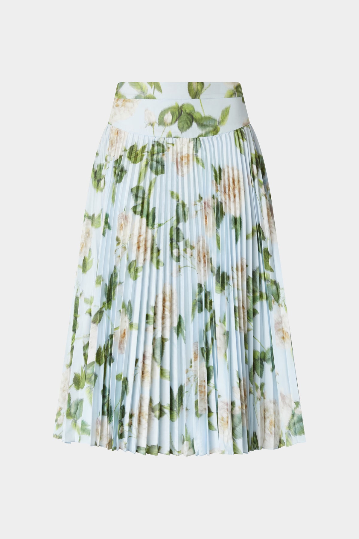 Printed Taffeta Midi Skirt with Sunray Pleats