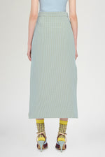 Slim-Fit Checked Midi Pencil Skirt with Side Slits