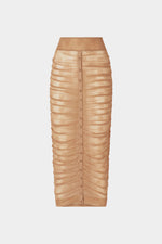 Beige Stretch Lace Longuette Skirt