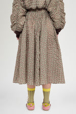 Flared Skirt in Embossed Printed Nylon